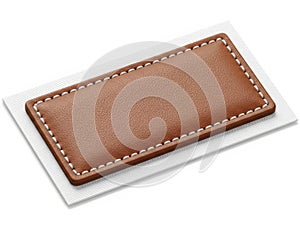 Brown leather patch isolated on white background
