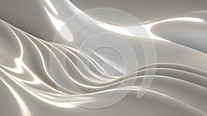 Abstract White Smooth Wavy Background with Light Reflections and Shadows