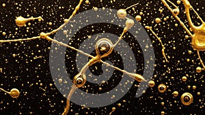 Golden abstract pattern with interconnected dots and lines