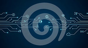 Circuit Board Technology Concept, Digital Brain, Cloud Computing, Wifi