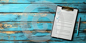Checklist and Blue Pen on Clipboard
