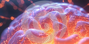 Close-up of glowing brain neurons