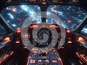 Close-Up of a Futuristic Digital Interface Viewed Through Camera Len