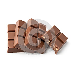 Chocolate bars isolated on white background