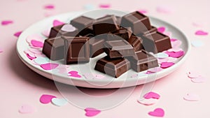 Chocolate squares isolated on white background