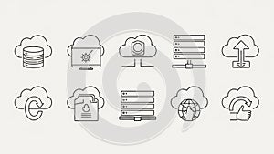Cloud computing icons isolated on white background