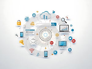 Cloud computing icons set isolated on white background