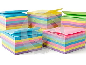 Colorful sticky notes stack isolated on white background