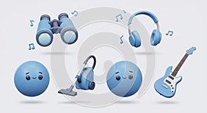 Cute Blue 3D Objects