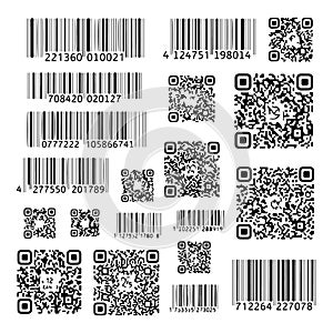 Collection of various barcodes and qr codes arranged in a grid pattern