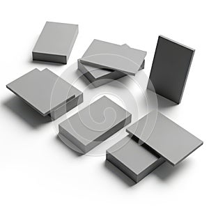 Multiple rectangular boxes isolated on white background