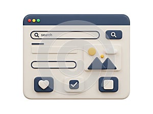 Web browser interface elements isolated on white background