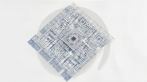 Abstract Geometric Square Pattern with Shadows on White Background