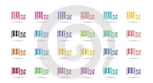 Colorful Barcode and QR Code Icons Set