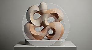 Modern Abstract Organic Sculpture on Pedestal