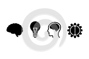 Brain Lightbulb Head Outside Brain Gear Set Creative Thinking