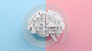 3d brain model on split background