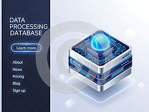 3d data processing database icon isolated on white background