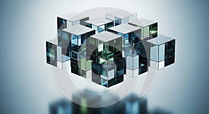 3D Rendering of Shiny Cubes on Gradient Background