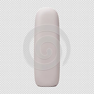 A 3d white rectangular object with rounded edges isolated on transparent background