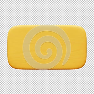 A 3d yellow rectangular object with rounded corners isolated on transparent background