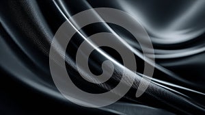 Abstract dark gray silk fabric with elegant draping and subtle highlights