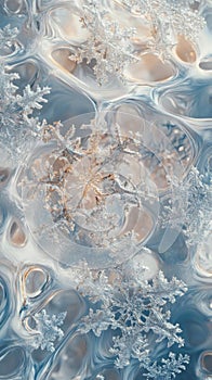 Winter Wonderland. A gentle snowflake background with intricate ice patterns on a soft backdrop concept