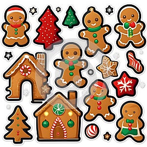 Christmas decoration sticker ginger-bread pattern with an anime-inspired design photo
