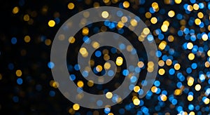 Sparkling blue and gold bokeh background effect