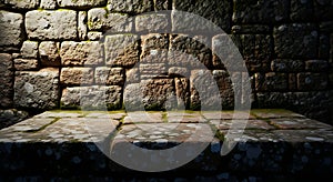 Aged rock wall and pedestal surface texture