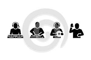 Dj Person Mixing Music Playing Vinyl Disc Set