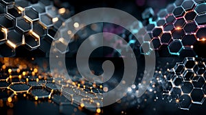 Abstract Hexagonal Network with Glowing Particles