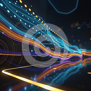 Futuristic Neon Light Waves Display