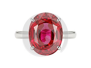 Elegant ruby ring isolated on transparent background