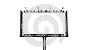 Empty billboard frame isolated on white background