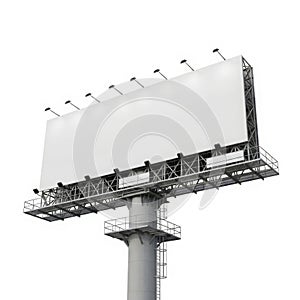 Empty billboard isolated on white background