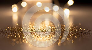 Golden Sparkle Particles on Soft Light Background