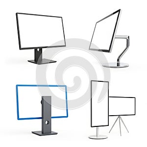 Computer monitors isolated on white background