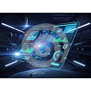 Futuristic control panel interface isolated on white background