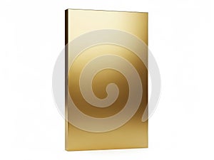 Gold colored rectangular object isolated on white background