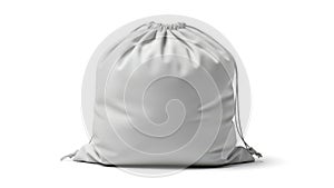Gray drawstring bag isolated on white background
