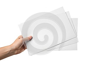 Stack of paper sheets isolated on white background