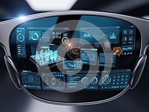 High-tech dashboard interface isolated on white background