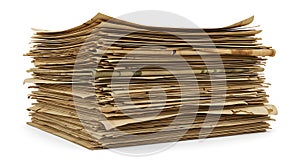 A massive stack of brown aged vintage documents