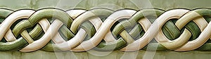 Intricate Celtic Knot Pattern in Elegant Beige and Green Tones