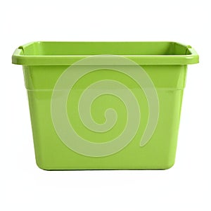 Large Green Plastic Storage Bin Container with Transparent Background Clipping Path