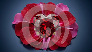 Red Heart-Shaped Gemstone in Rose