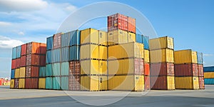 Colorful Stack of Shipping Containers in Outdoor Setting photo