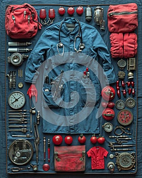 medical worker knolling style photo