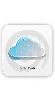 The image features a minimalist icon of a cloud, symbolizing cloud storage, on a white